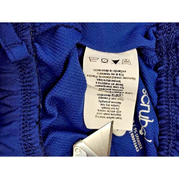 Scrubology Large Navy Blue Multi-Pocket Scrub Pants Poly/Spandex Stretch Medical - Picture 12 of 12